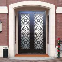 American style Wrought iron decorative steel entry doors